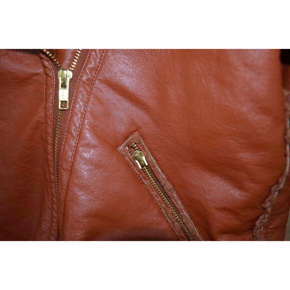 Hutch Rhys Moto Jacket Faux Leather Chestnut Size Small - Picture 5 of 8